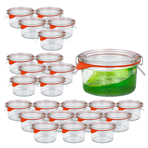 Set di 24 barattoli Weck da 165 ml con 24 coperchi in vetro, 24 Set di 24 barattoli Weck da 165 ml con 24 coperchi in vetro, 24