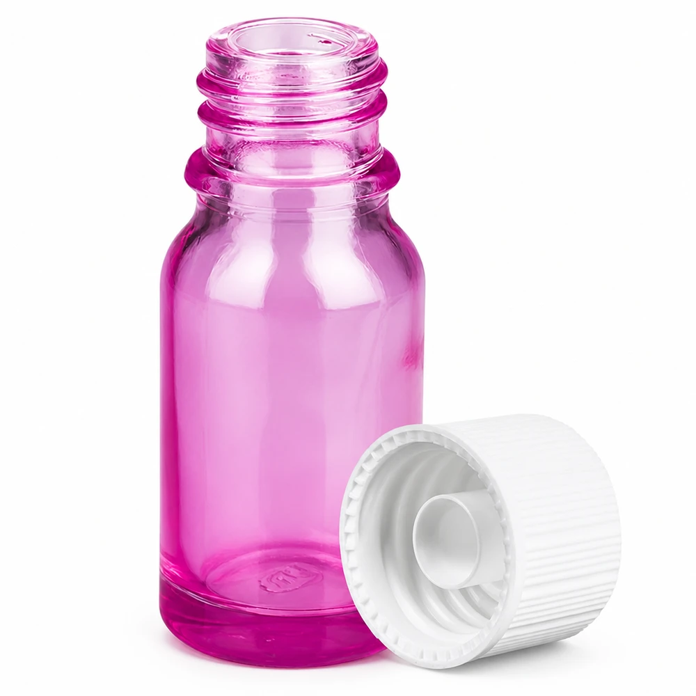 Bottiglia da 10 ml con tappo a vite da 11 mm bianco standard PurpleLine UT18/10 Pratico flacone da 10 ml in viola di tendenza con pratico tappo a vite bianco