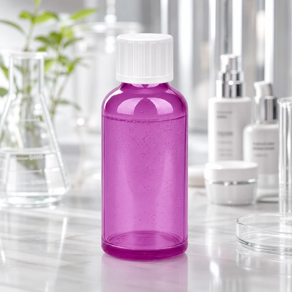 Flacone da 50ml tappo a vite 11mm bianco standard a prova di bambino PurpleLine UT18/50 Bottiglia di riempimento compatta 50ml viola per cosmetici fai da te e tinture fatte in casa