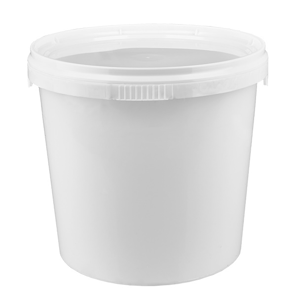 Secchio in plastica PP bianco da 1 litro con coperchio Secchio in plastica PP bianco da 1 litro con coperchio