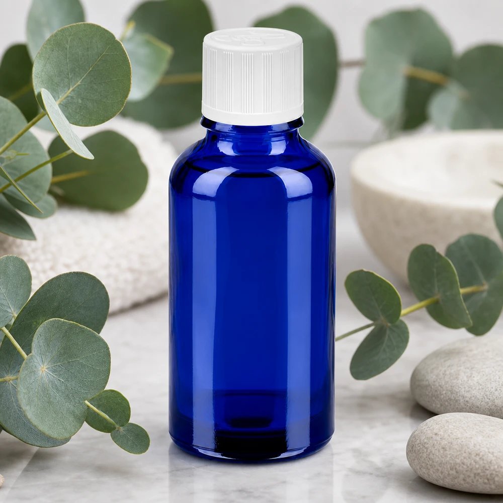 Bottiglia da 30ml 11mm SV w. STD KiSi BlueLine UT18/30 Piccolo flacone in vetro blu da 30 ml perfettamente porzionato per sieri e principi attivi concentrati