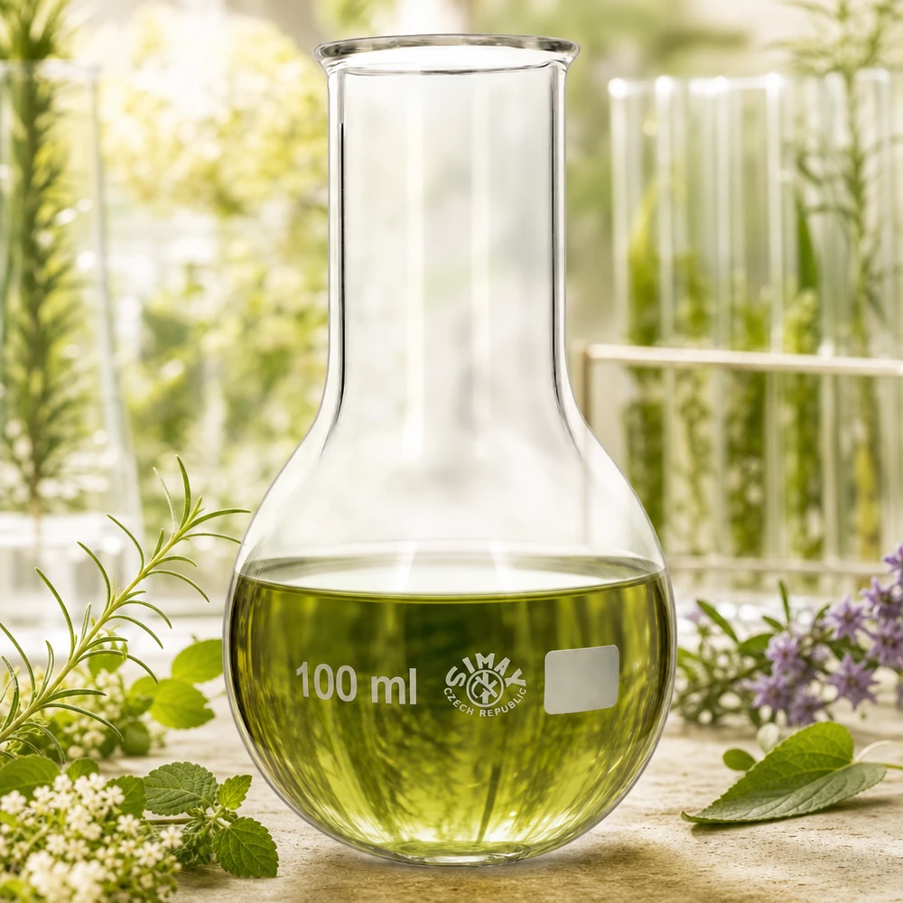 Pallone a fondo tondo da 100 ml con scala graduata per la determinazione esatta del volume in laboratorio