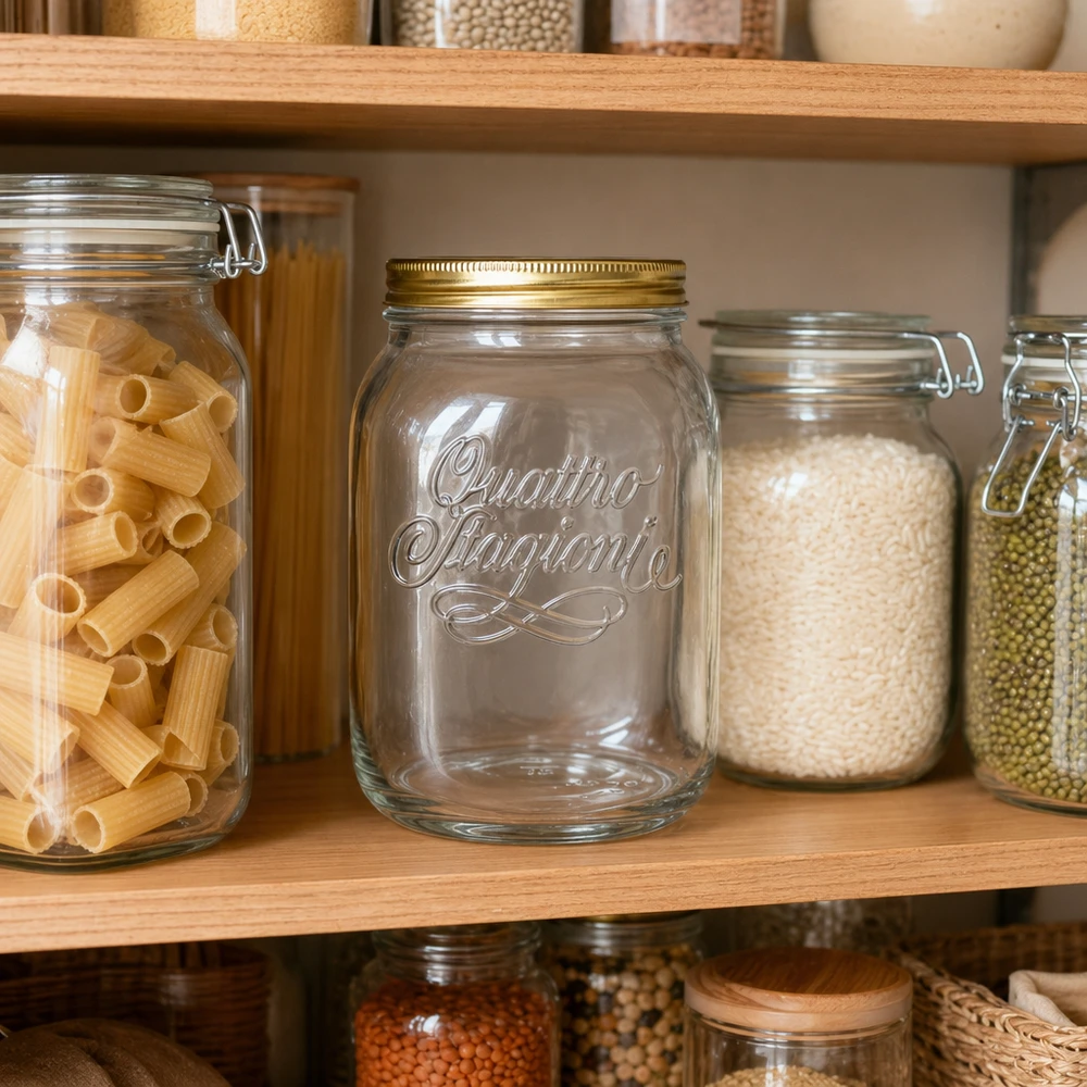 Quattro Stagioni 2L vaso di stoccaggio in dispensa per cucina organizzata con pasta e riso - pratico vaso di stoccaggio