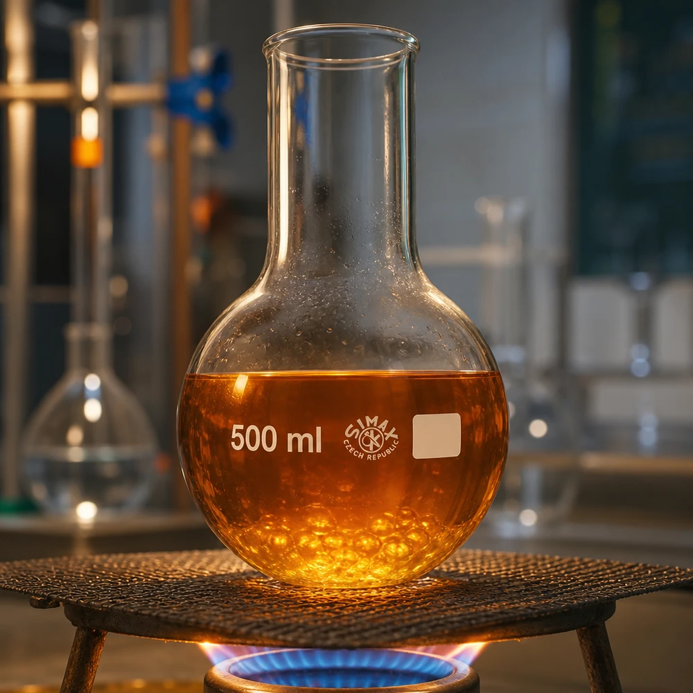 Pallone a fondo tondo da 500 ml a collo largo ideale per lavori di chimica organica e di ricerca