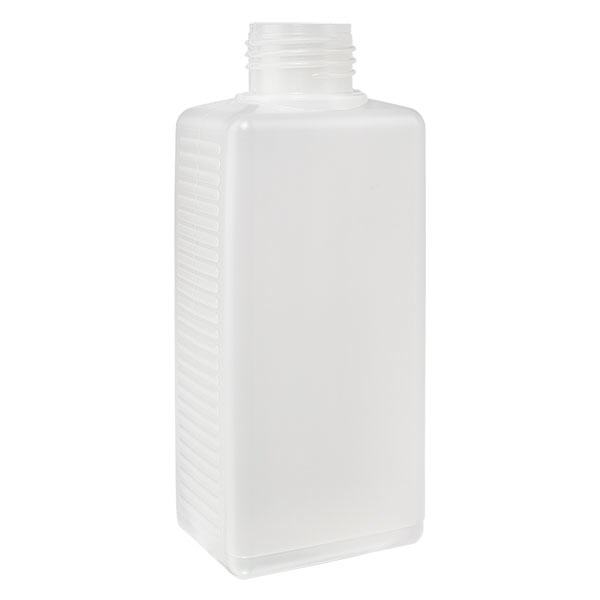 Bottiglia quadrata da 250 ml in HDPE naturale, senza tappo