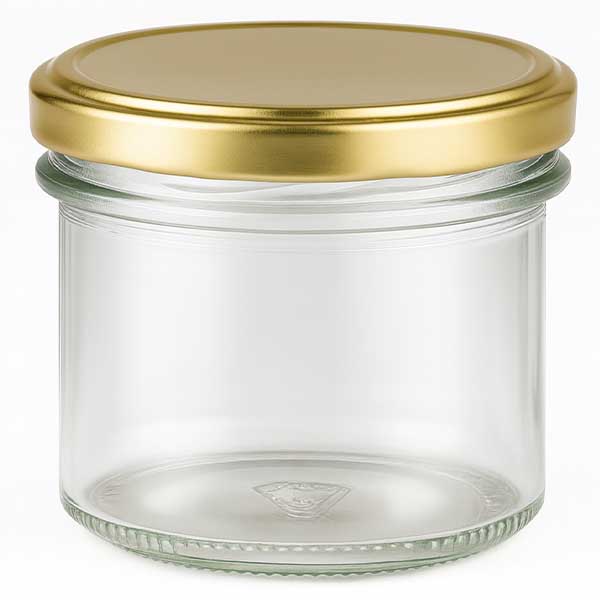 Bicchieri da 125 ml con coperchio BasicSeal oro UNiTWIST 125ml Sturzglas leer mit goldenem BasicSeal Deckel UNiTWIST für Marmelade und Konserven