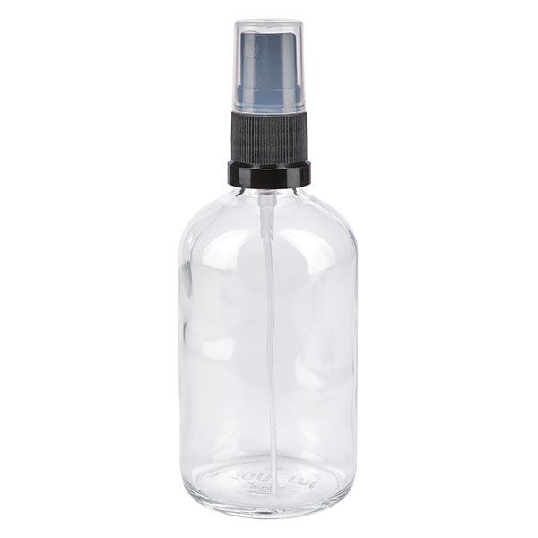 Flacone spray trasparente da 100 ml. STD nero/trasparente apoGlas Flacone spray trasparente da 100 ml. STD nero/trasparente apoGlas