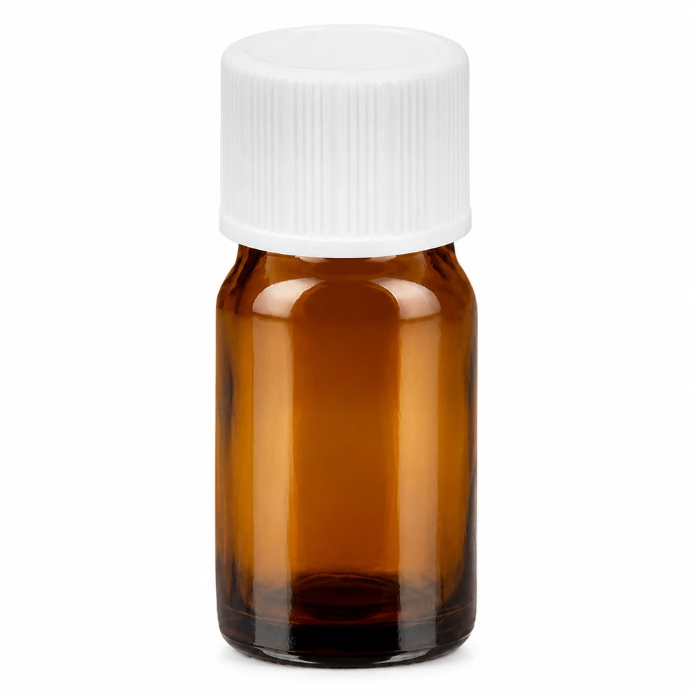 Bottiglia da 5ml 11mm SV bianco STD BrownLine UT18/5 Flacone in vetro marrone da 5 ml con tappo a vite bianco per oli essenziali e cosmetici
