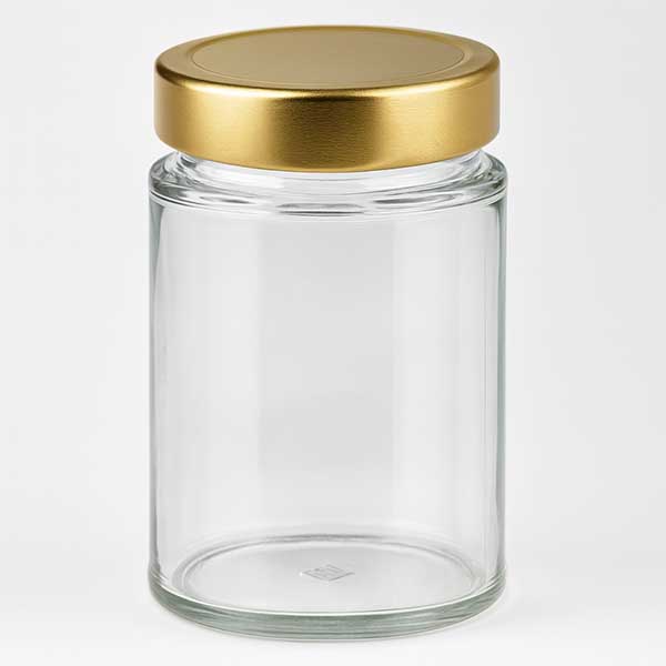 Barattolo rotondo da 202 ml con coperchio BasicSeal oro profondo UN..