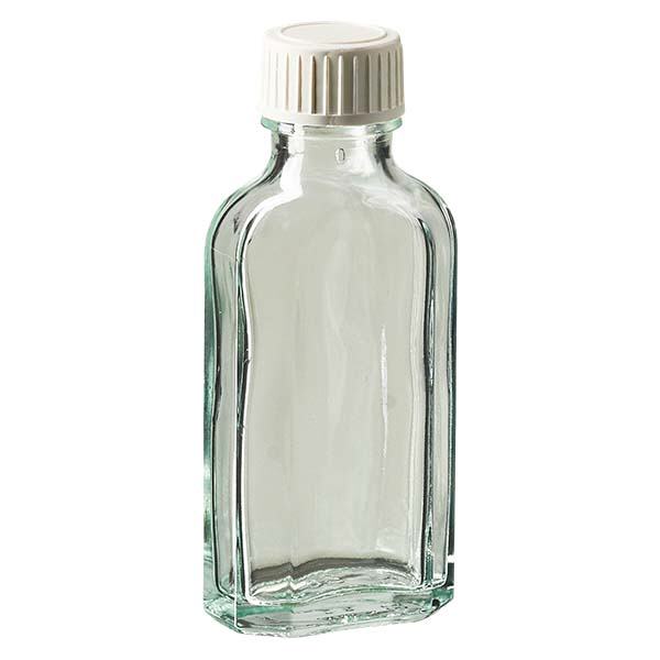 Tappo a vite trasparente Meplat da 50 ml con inserto in schiuma PE Tappo a vite trasparente Meplat da 50 ml con inserto in schiuma PE