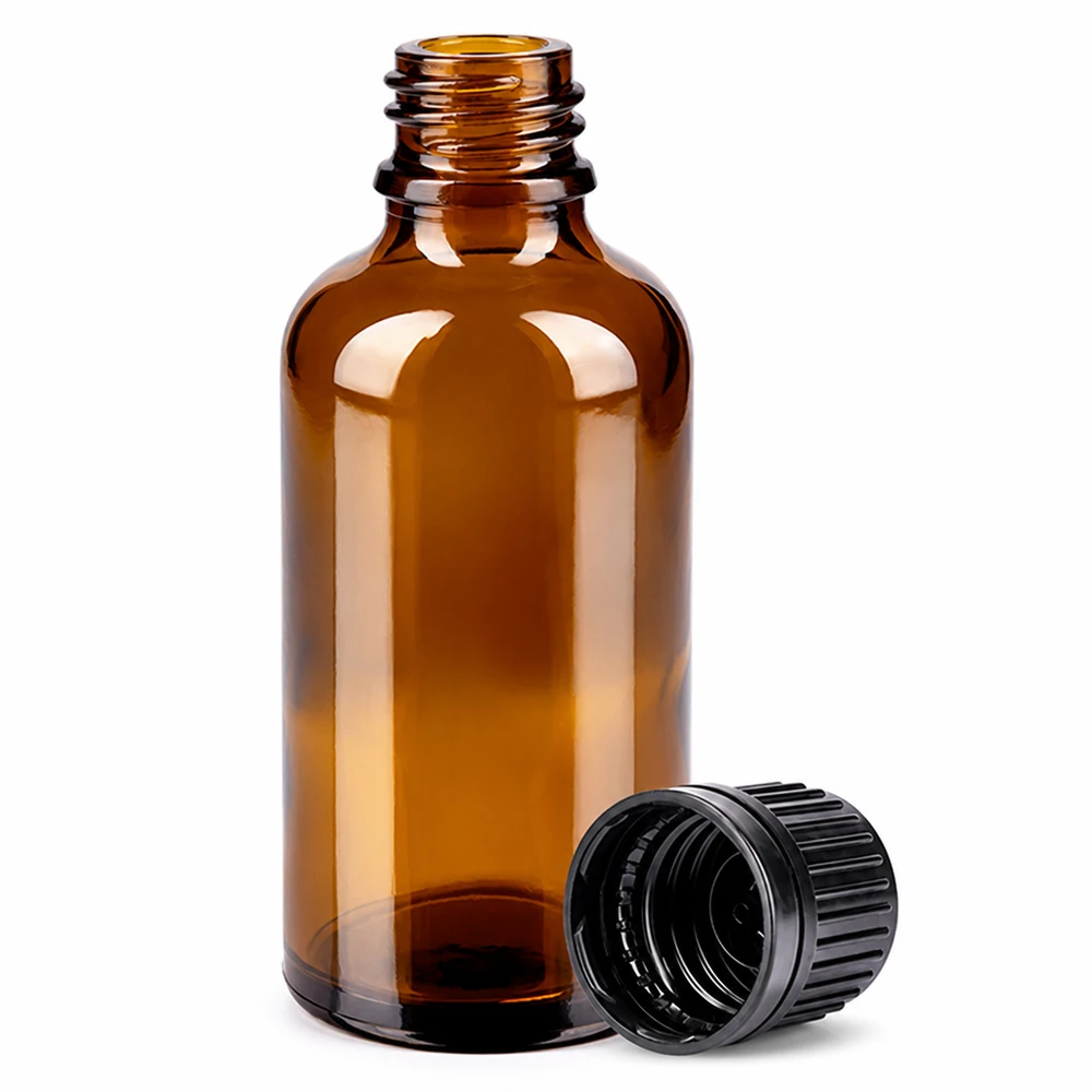 Bottiglia da 50ml 11mm SV nero OV BrownLine UT18/50 Bottiglia da farmacia marrone da 50 ml con filettatura e tappo rimovibile per sostanze fotosensibili