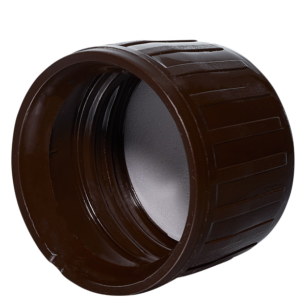 Tappo a vite marrone con anello antimanomissione PP28 ApoGlas