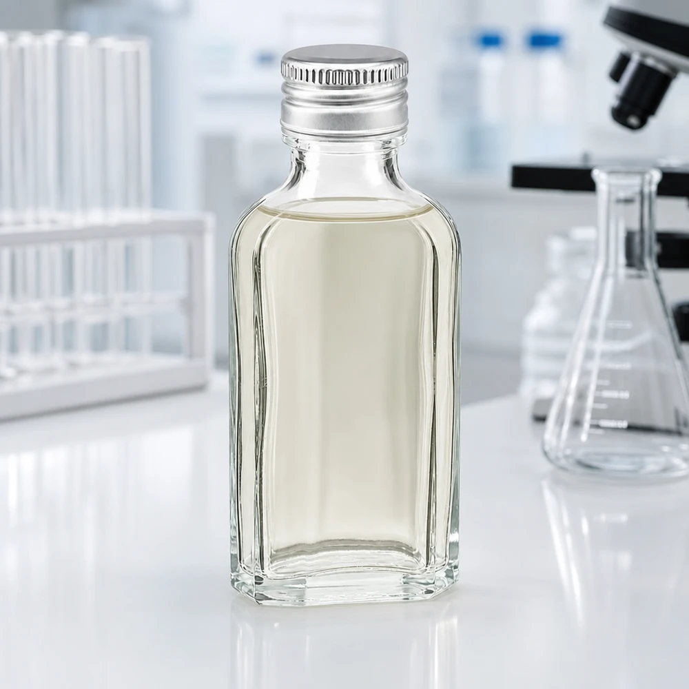 Flacone in vetro trasparente Meplat da 50 ml con tappo a vite in alluminio argentato PP22