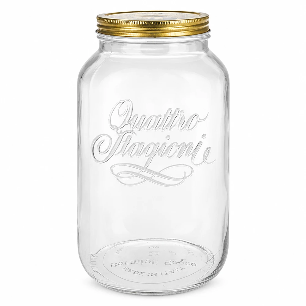 Quattro Stagioni vaso rotondo 3800ml con coperchio a vite dorato vaso da conserva design italiano vuoto