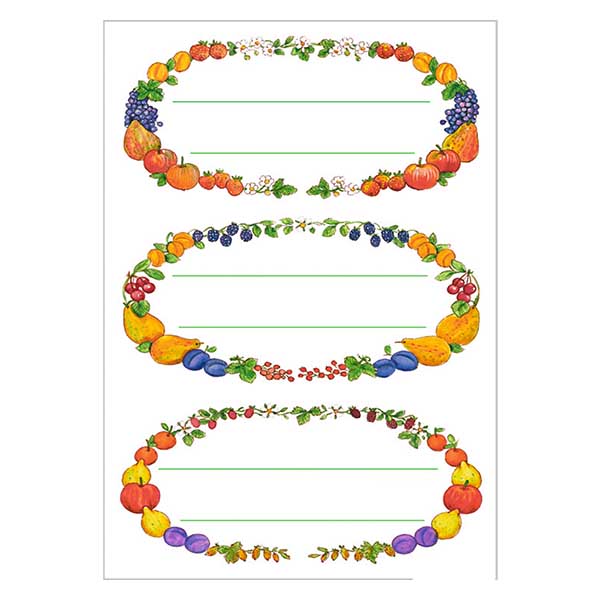 Etichette da cucina "Corone di frutta" (12 adesivi)