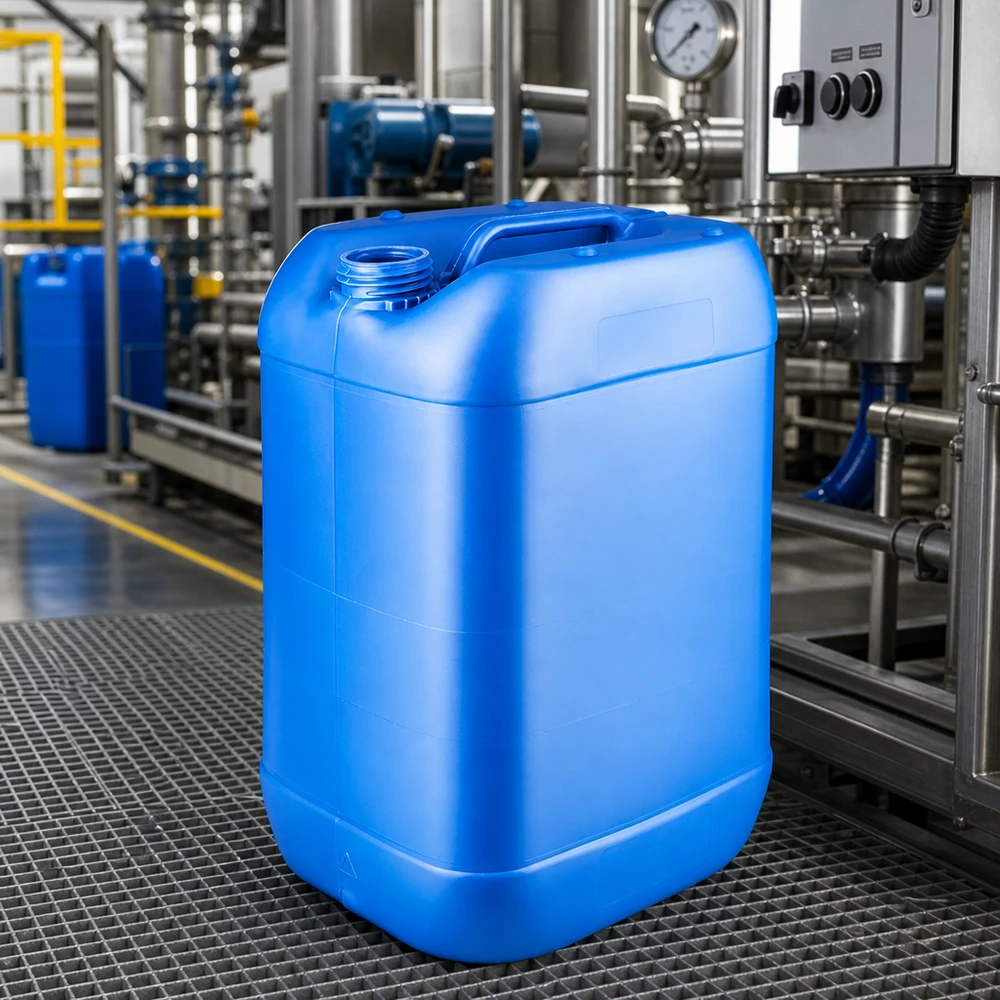 Tanica 25 litri blu senza tappo Tanica industriale vuota da 25 litri, blu, con collo a vite largo e maniglia integrata