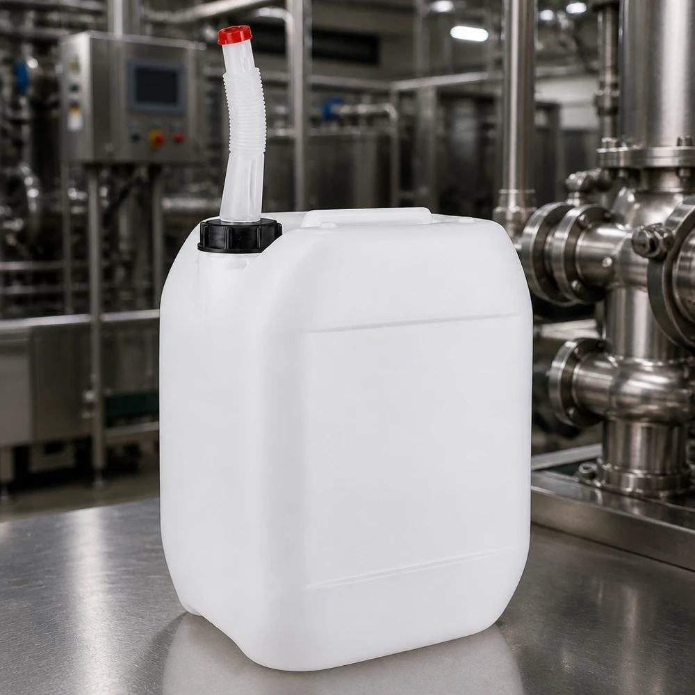 Tanica da 10 litri con tubo di uscita flessibile Tanica in HDPE per uso alimentare da 10 litri con beccuccio flessibile per un dosaggio sicuro dei liquidi