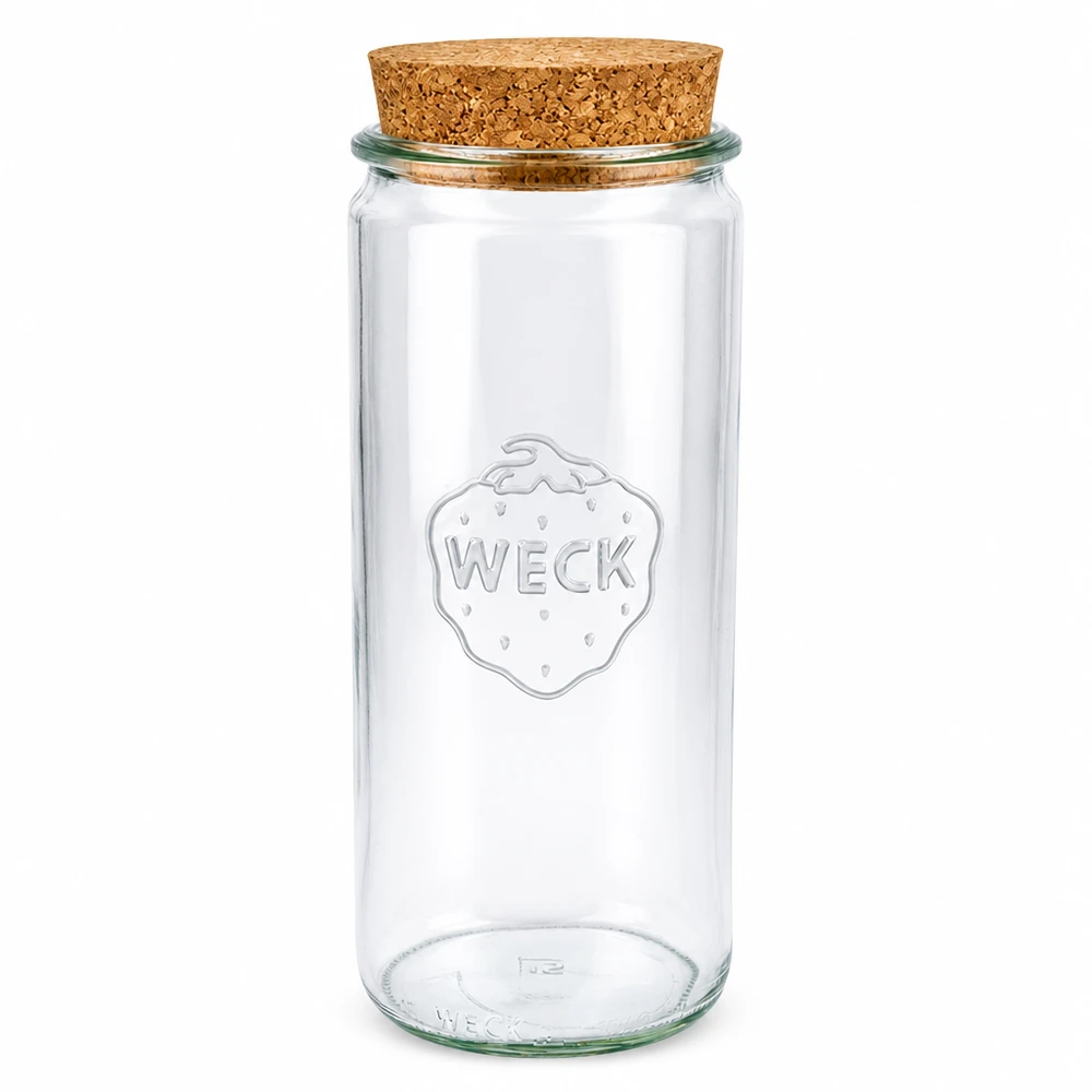 Vaso cilindrico da 1040 ml WECK RR80 con tappo in sughero naturale WECK vaso cilindrico 1040ml con sughero naturale RR80 vaso per conserve vaso di stoccaggio trasparente