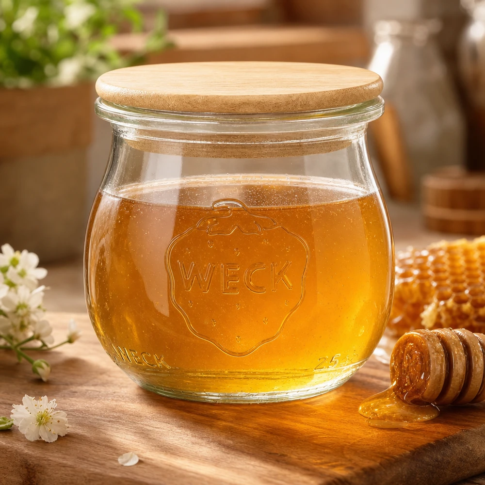 Vaso a tulipano da 75 ml WECK RR40 con coperchio in legno