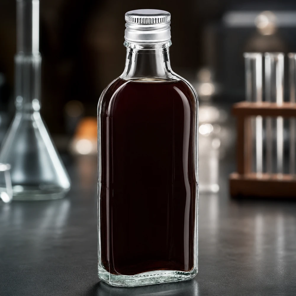 100 ml Meplat trasparente con tappo in alluminio argento PP22 Piccola bottiglia Meplat da 100 ml in vetro trasparente con tappo a vite in alluminio PP22 argento per sciroppi