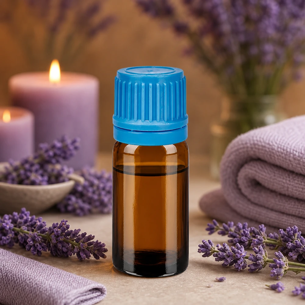 Bottiglia da 5ml 11mm SV blu OV BrownLine UT18/5 Flacone in vetro ambrato di alta qualità da 5 ml con tappo blu a coste per aromaterapia e benessere