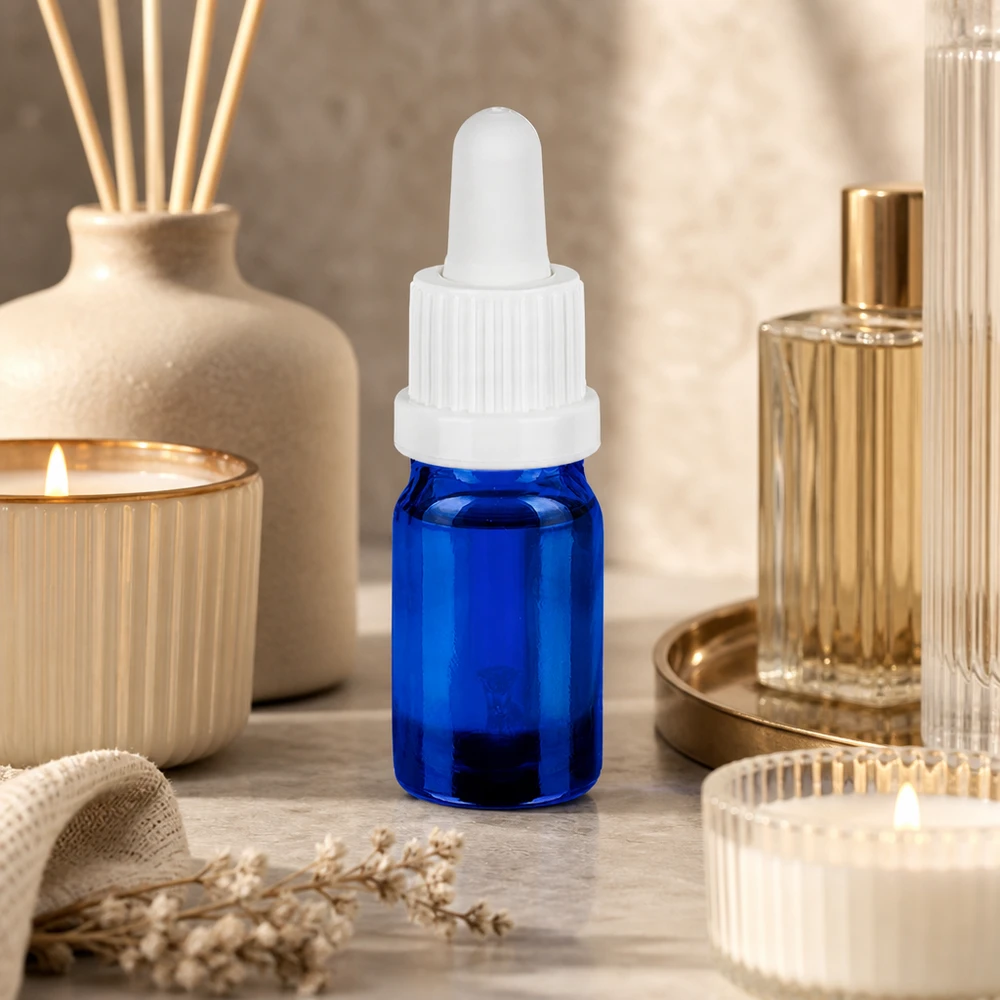 Flacone per pipette da 5 ml bianco OV BlueLine UT18/5 Pratico flacone a pipetta da 5 ml in qualità di farmacista per la conservazione sicura dei principi attivi