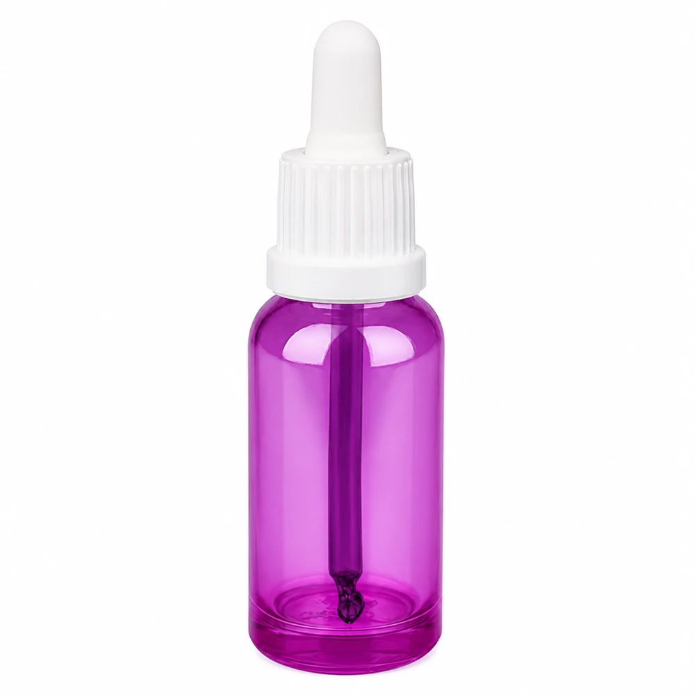 Flacone per pipette da 20 ml bianco Originality con tappo a vite PurpleLine UT18/20 Flacone dosatore da 20 ml con pratica pipetta in elegante colore viola