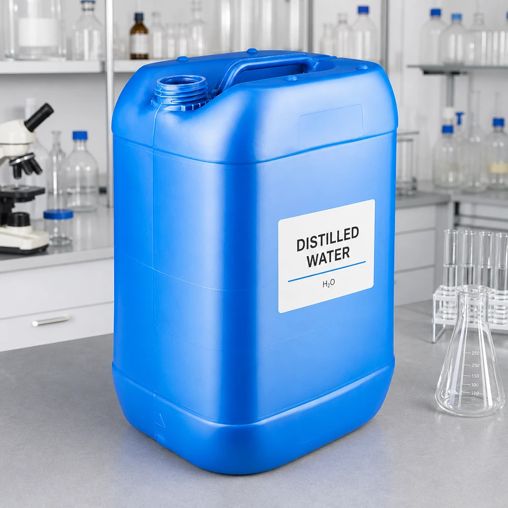 Tanica 25 litri blu senza tappo Robusto contenitore da 25 litri, blu, in HDPE, senza tappo a vite, per laboratorio e industria