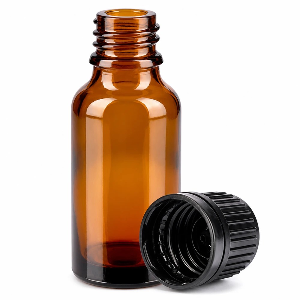 Bottiglia da 20ml 11mm SV nero OV BrownLine UT18/20 Flacone in vetro ambrato da 20 ml con robusto tappo SV, ideale per sostanze sensibili alla luce