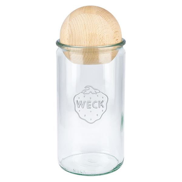 Vaso cilindrico da 1590 ml WECK RR100 con sfera in legno di faggio