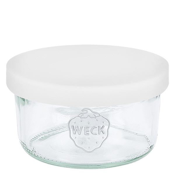 Bicchieri da 165ml WECK RR80 con coperchio in silicone bianco