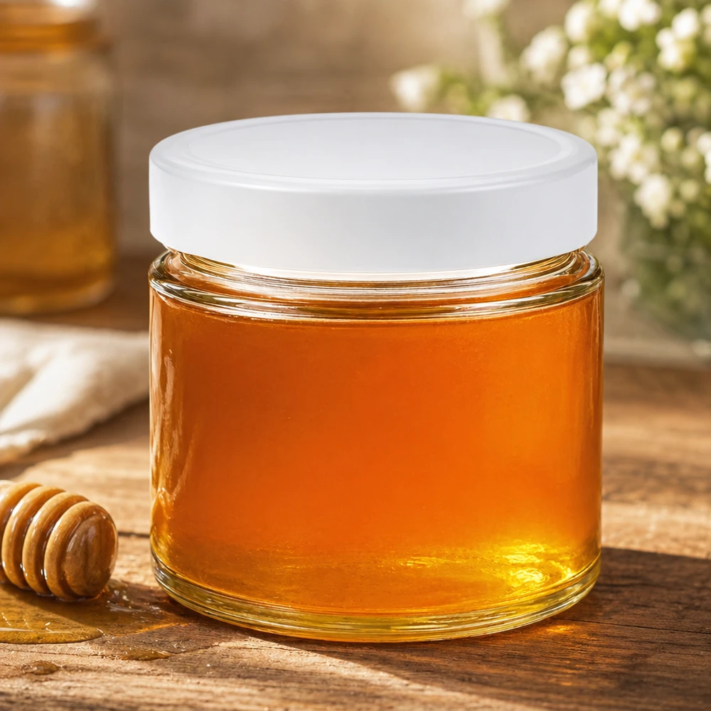 Vasetto rotondo da 135 ml pieno di miele bianco BasicSeal coperchio vasetto per miele vasetto per marmellata vasetto per conserve vasetto per la conservazione