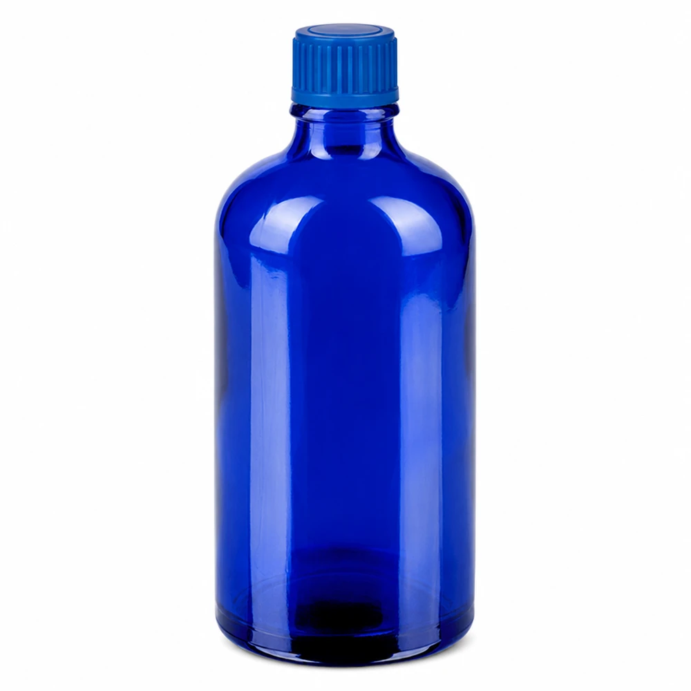 Flacone da 100ml 11mm SV blu STD BlueLine UT18/100 Bottiglia di vetro di alta qualità blu 100ml con tappo a vite sicuro 11mm