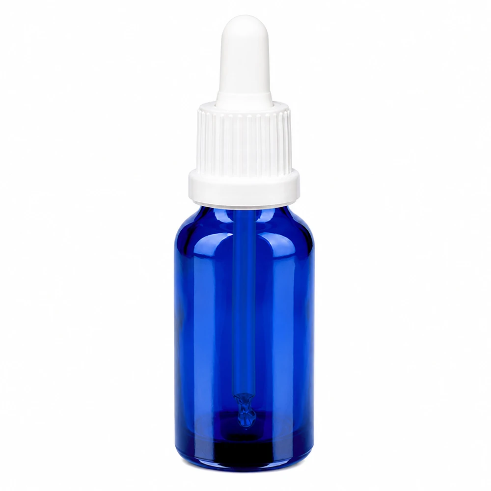Flacone per pipette da 20 ml bianco OV BlueLine UT18/20 Bottiglia in vetro blu di alta qualità da 20 ml con pipetta bianca di precisione BlueLine