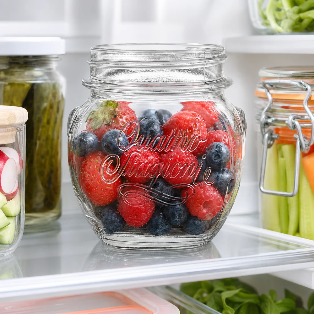 Barattolo casalingo Quattro Stagioni da 300 ml con bacche fresche in frigo per la conservazione degli alimenti e la preparazione dei pasti