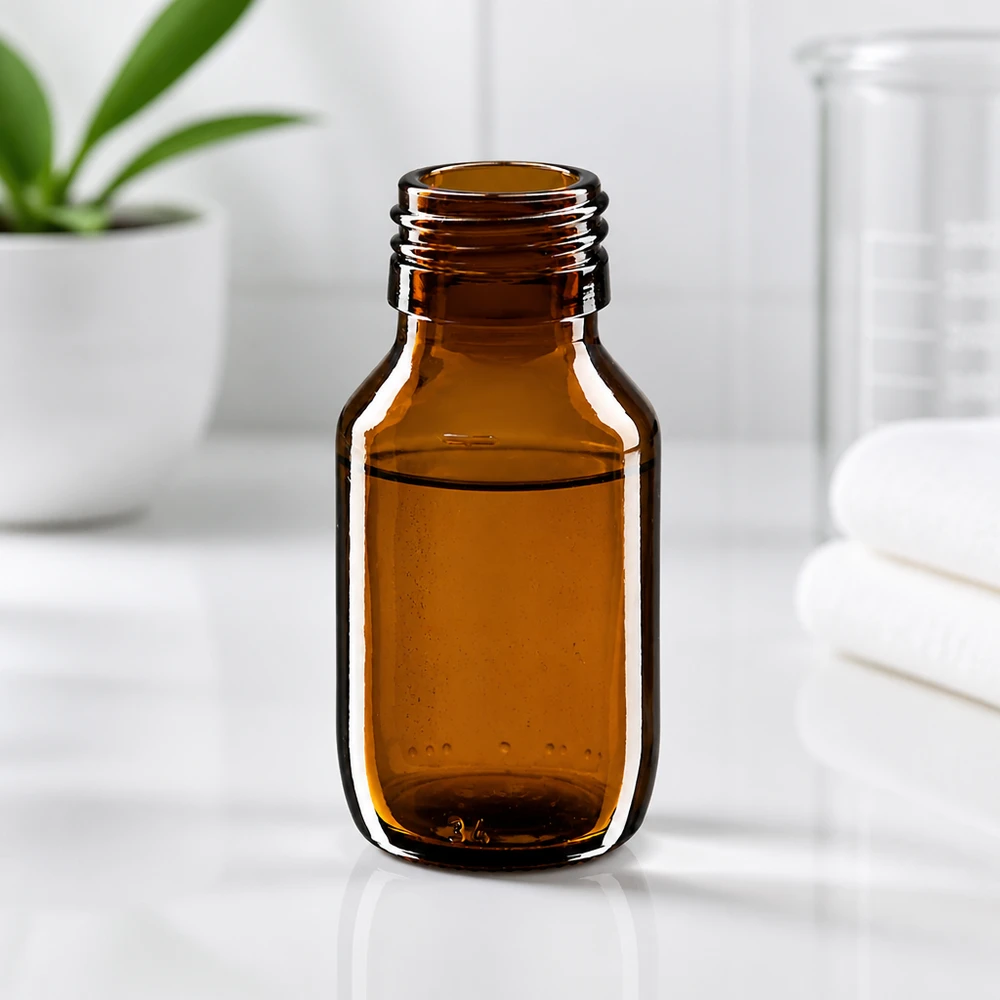 Flacone per medicinali da 50ml marrone, senza tappo PP28 ApoGlas Flacone per medicinali da 50ml marrone, senza tappo PP28 ApoGlas