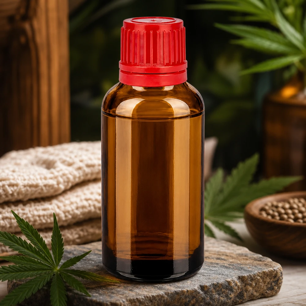 Bottiglia da 30ml 11mm SV rosso OV BrownLine UT18/30 Pratico flacone in vetro da 30 ml con tappo a vite rosso ideale per la produzione di cosmetici naturali fai da te