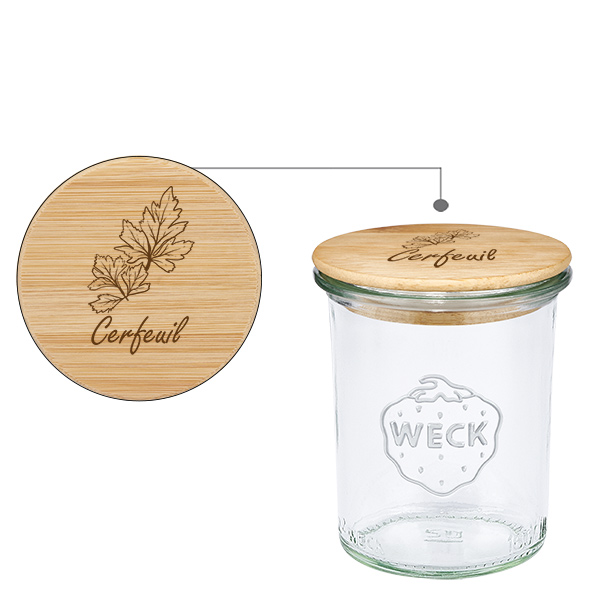 Cassetta in bois "Cerfeuil" con verre WECK plongeant 160ml Cassetta in bois "Cerfeuil" con verre WECK plongeant 160ml