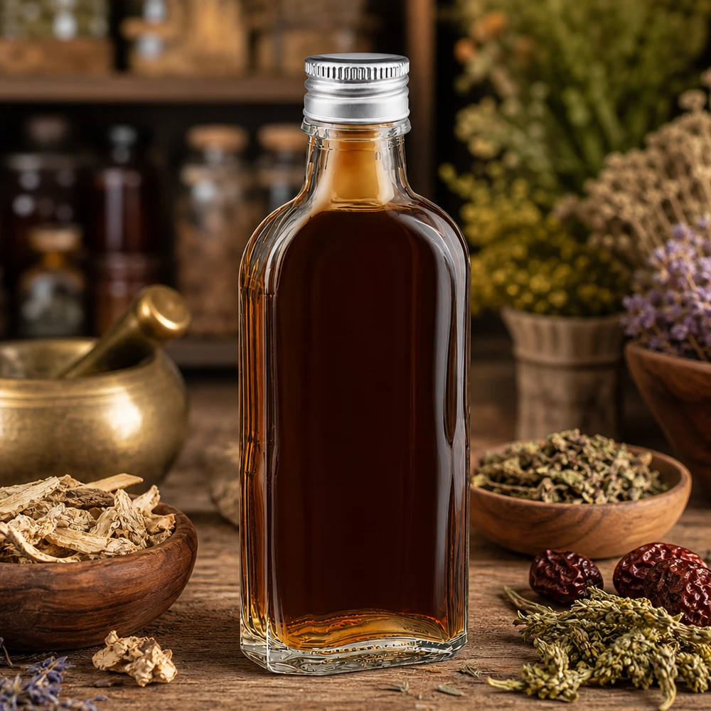 100 ml Meplat trasparente con tappo in alluminio argento PP22 Bottiglia di vetro piatta da 100 ml, modello Meplat trasparente, con tappo in alluminio PP22 argentato, tra le erbe aromatiche