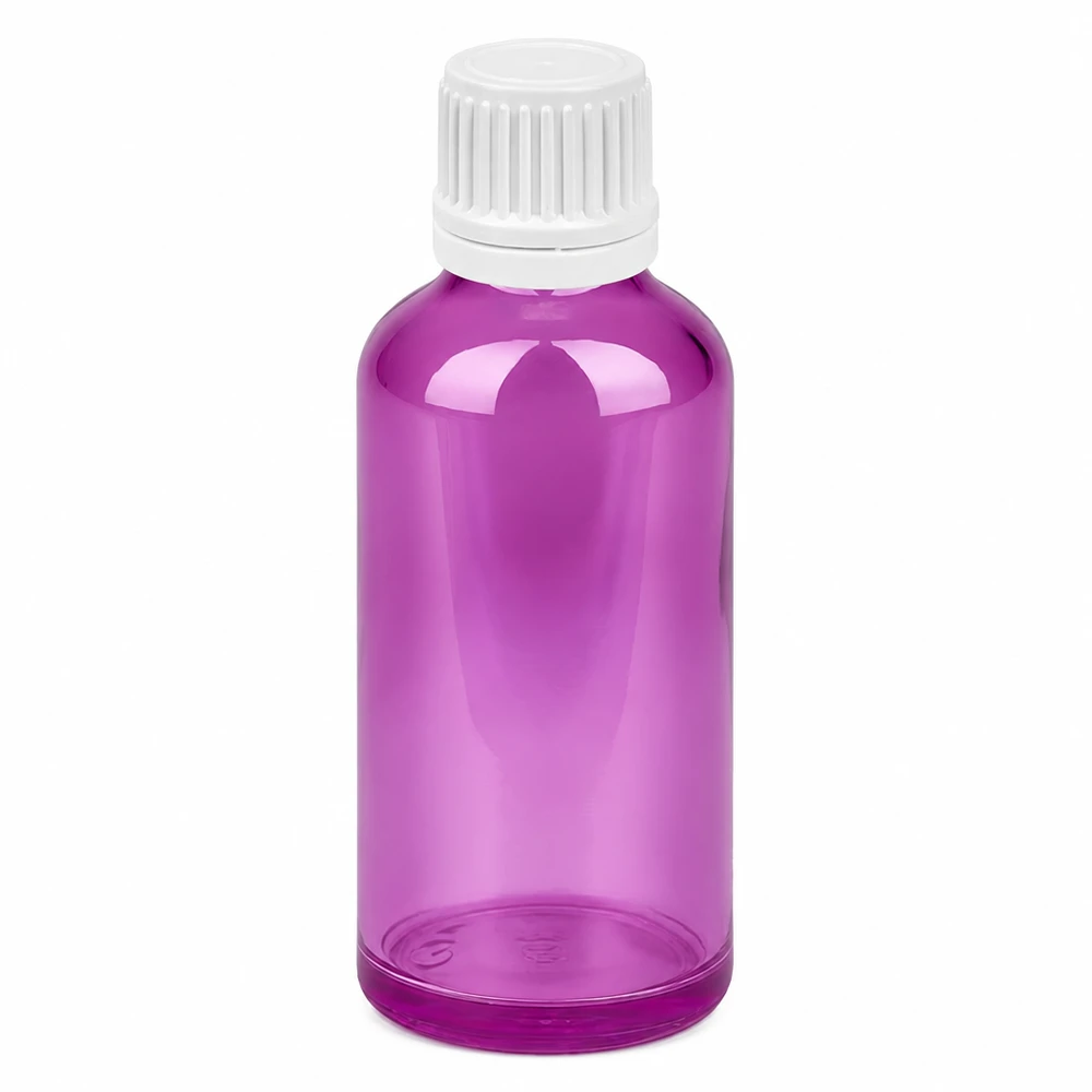 Bottiglia da 50ml tappo a vite 11mm bianco Originalità tappo a vite PurpleLine UT18/50 Flacone compatto viola da 50 ml con tappo bianco antimanomissione per uso di laboratorio