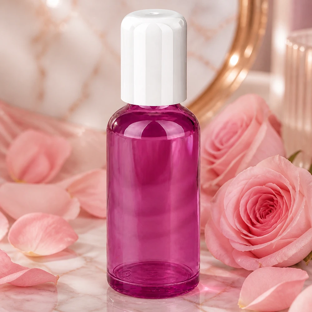 Flacone roll-on da 50 ml bianco Standard PurpleLine UT18/50 Flacone roll-on da 50 ml viola trasparente con tappo a vite igienico bianco