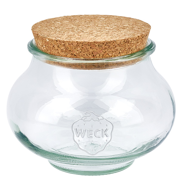 Vaso per gioielli WECK RR80 da 560 ml con tappo in sughero naturale