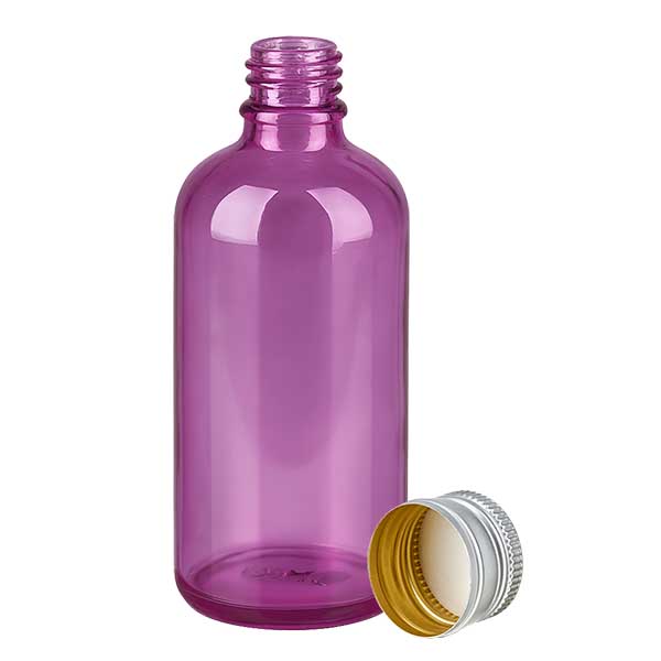 Bottiglia da 100 ml. Tappo a vite da 11 mm alluminio-argento standard PurpleLine. UT18/100