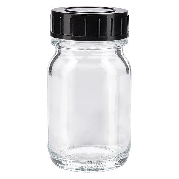 Bottiglia a collo largo da 30ml in vetro trasparente con tappo a vite