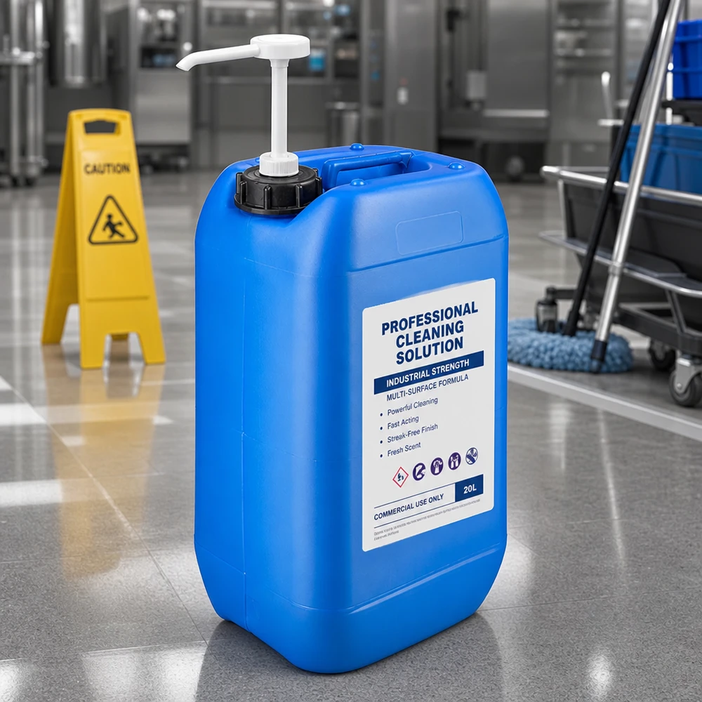 Tanica 15 litri blu con pompa dosatrice Robusto contenitore da 15 litri di colore blu con pompa dosatrice ergonomica per detergenti professionali