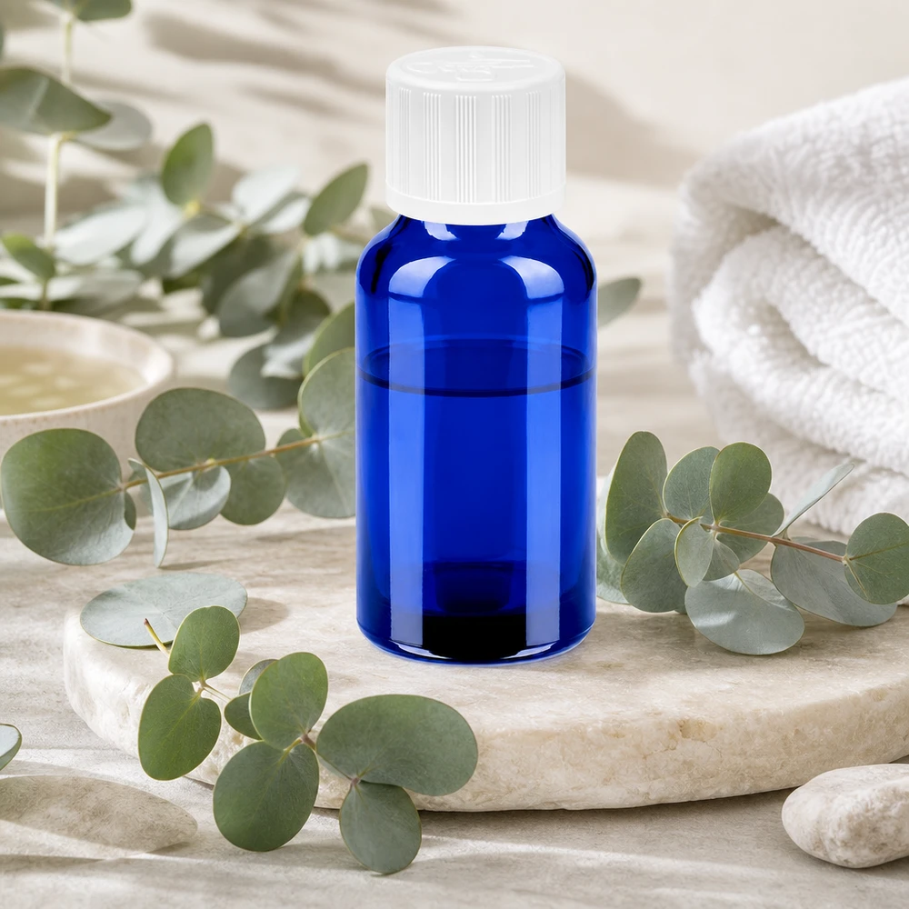 Bottiglia da 20ml 11mm SV w. STD KiSi BlueLine UT18/20 Elegante flacone blu da 20 ml in vetro speciale con tappo a vite bianco per operatori alternativi