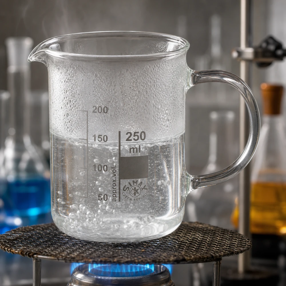 Bicchiere da 250 ml in vetro borosilicato, con manico Bicchiere da laboratorio da 250 ml con manico, riscaldato sul becco Bunsen con acqua bollente in laboratorio