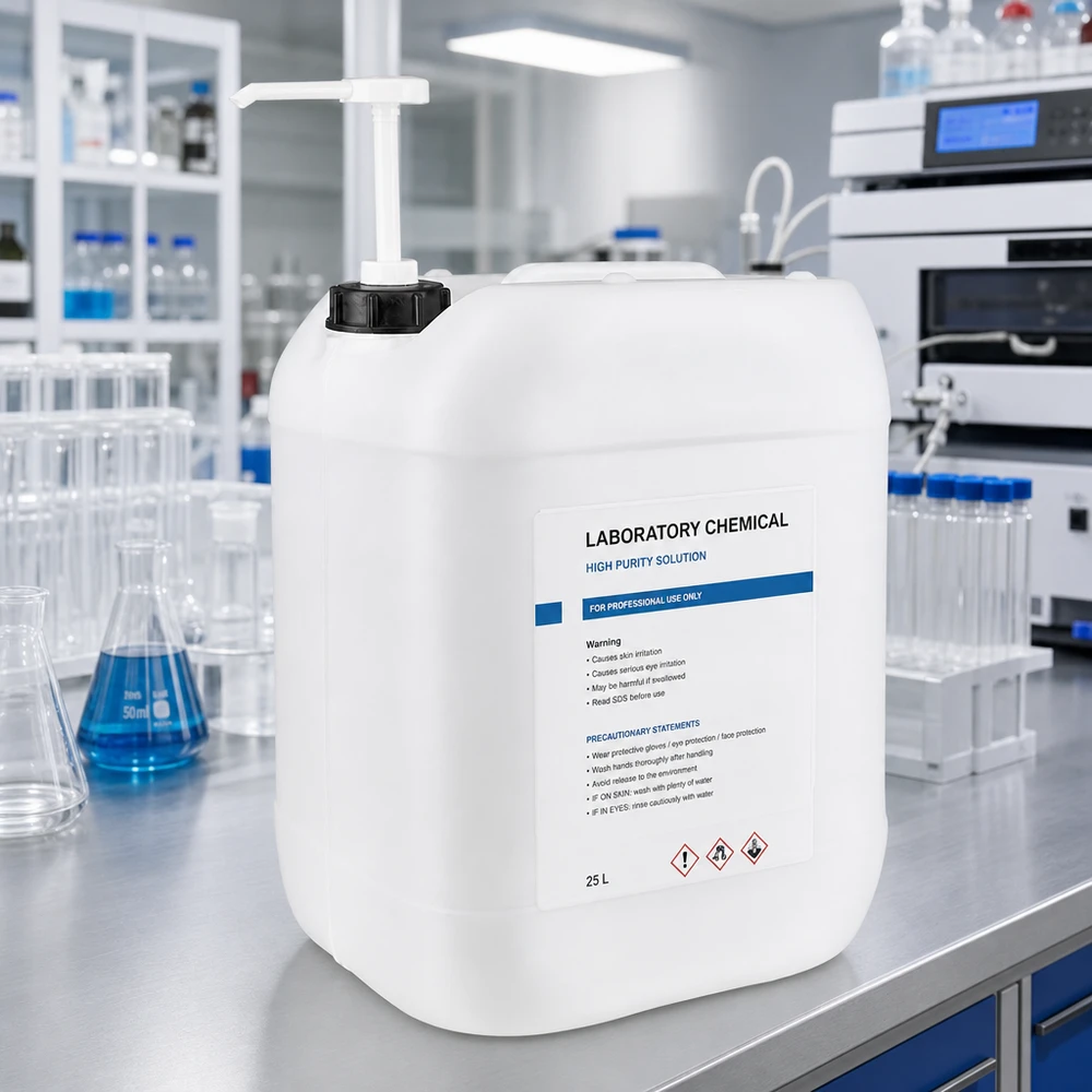 Tanica da 20 litri con pompa dosatrice Robusto contenitore in HDPE da 20 litri con pompa dosatrice integrata per uso professionale in laboratorio