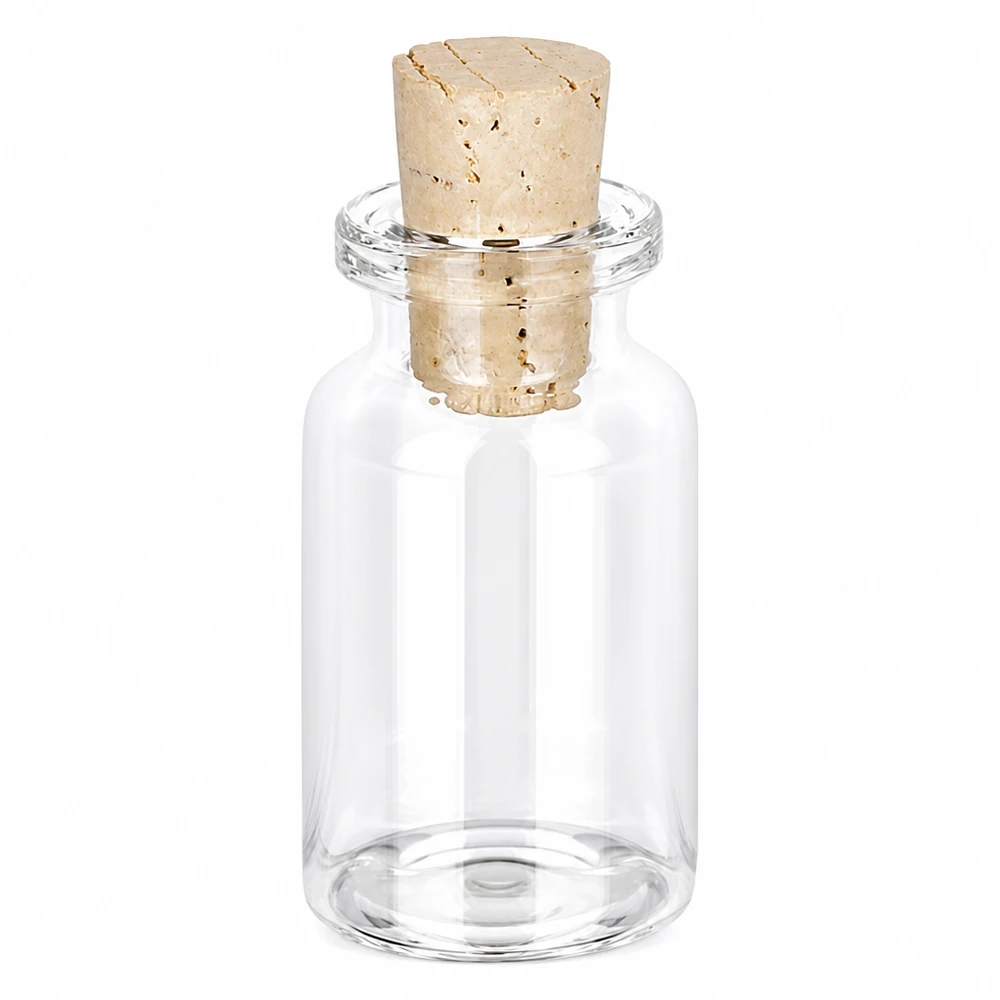 Bottiglia in vetro trasparente da 10 ml con tappo in sughero da 11/14 mm Kleine Glasflasche 10ml mit passendem Korkverschluss perfekt als Dekoflasche oder Geschenkidee