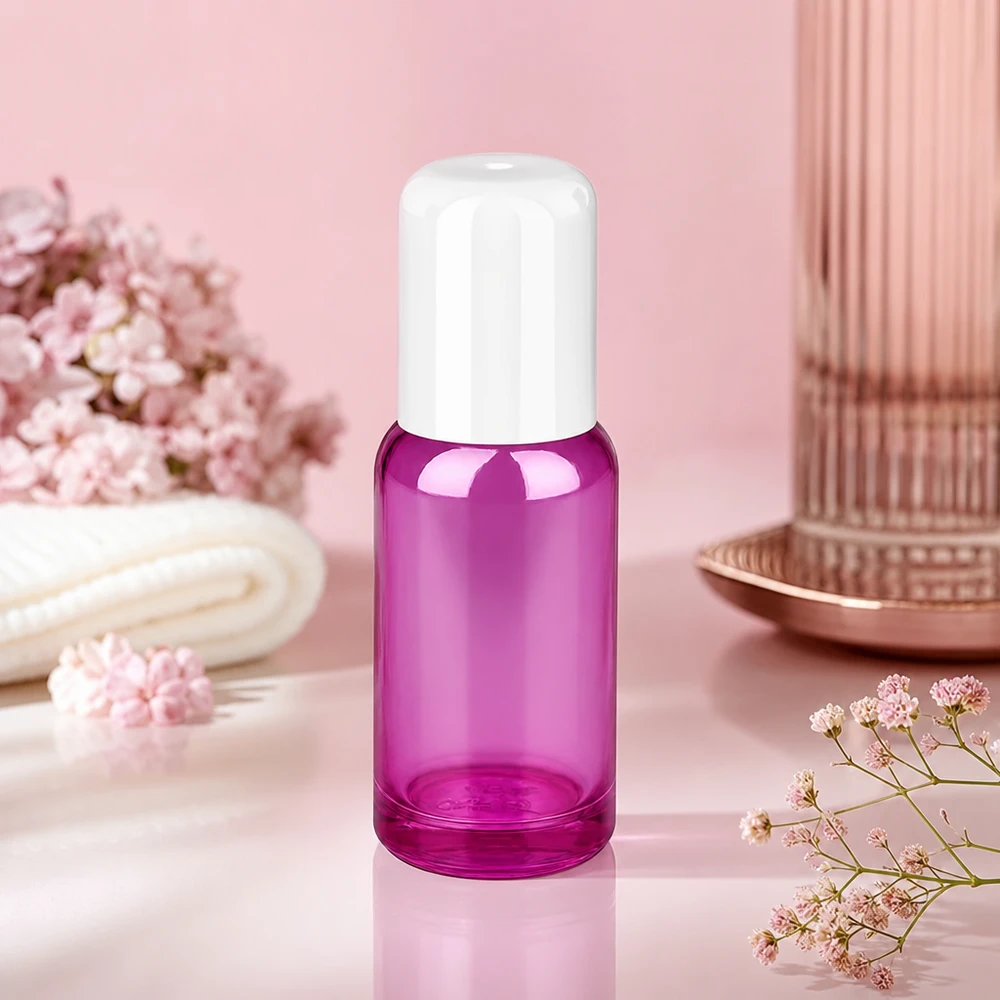 Flacone roll-on da 20 ml standard bianco PurpleLine UT18/20 Flacone roll-on ricaricabile da 20 ml in vetro di qualità superiore con tappo a prova di perdite